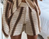 Women fashion stripes long sleeve top +shorts two piece set