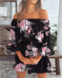 Women Sexy Off Shoulder Print Dress