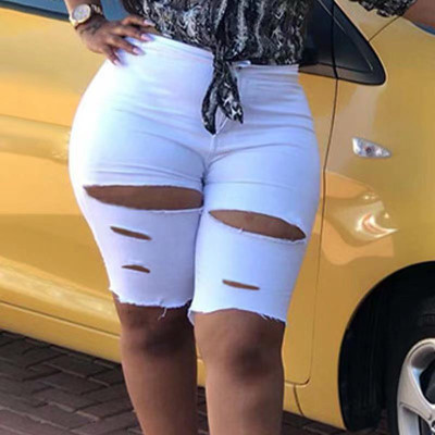 Plus Size Summer Women Ripped Denim Shorts