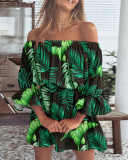 Women Sexy Off Shoulder Print Dress