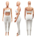 Women suspenders crop top + skinny pant two-piece set