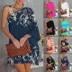 Women Summer Bat Sleeves Off Shoulder Metal Slip Dress