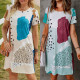 Women Summer Fashion Print Round Neck Short Sleeve Casual Dress