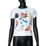 Summer Round Neck Pullover Short Sleeve Animal Print Casual Women clothes Tee Top