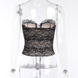 Sexy Off Shoulder Strapless Cutout Lace Spring Summer Fashion Lace-up Corset