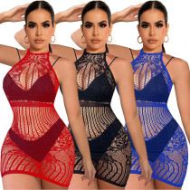 Sexy Strap Mesh Tight Fitting Cutout Bodycon Dress