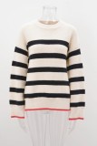 Autumn Winter Sweater Patchwork Striped Plus Size Sweater Pullover Round Neck Women Knitting Shirt