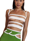 Women clothes Summer Sexy Cutout Stretch Bandage Flat Strap Open Waist Top