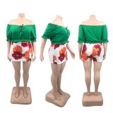 Summer Plus Size Women clothes Sexy Off Shoulder Culottes Two Piece Set