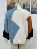 Fall/Winter Loose Colorblock Round Neck Knitting Shirt Women's Pullover Sweater