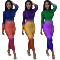 Women's Sexy Casual Long Sleeve Gradient Cut Out Midi Dress
