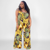 Casual Print Sling Loose Casual Long Plus Size Women's Jumpsuit