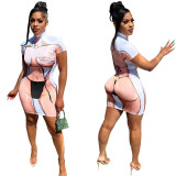 Women's Bikini Style Positioning Print Sexy Bodycon Dress