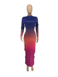 Women's Sexy Casual Long Sleeve Gradient Cut Out Midi Dress