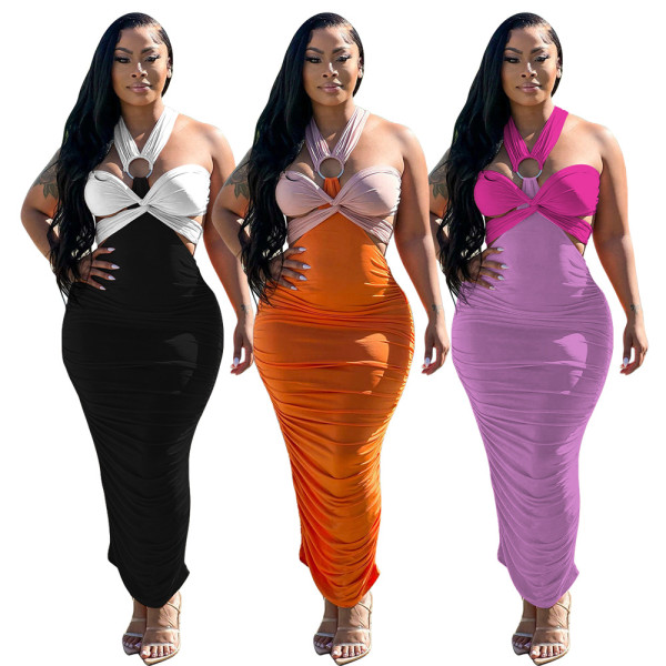 Women Summer Irregular Color Contrast Dress