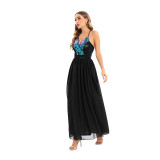 Women clothes Sexy v-neck sequined stretch long Cocktail Evening dress