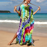 Summer Women clothes Loose V-Neck Half-Sleeve Holidays Beach Loose Long Dress