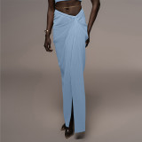 Women clothes Summer Solid Color Split Versatile Sexy Bodycon Long Skirt