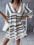 Women clothes summer V Neck lace Patchwork casual dress