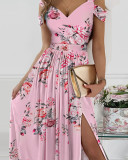 Women clothes Strap Floral Print Slit Maxi Dress