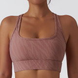 Women Yoga Wear Tight Fitting Yoga Tank Bra Push Up Shockproof Ribbed Fitness Vest Leopard Print Sports Bra Lingerie