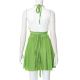 Women'S Fashion Set Summer Style Sling Wrap Top Skirt Set Two Piece Set