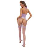 Sexy And Interesting Transparent Net Socks Open Crotch One-Piece Halter Neck Temptation One-Piece Mesh Stocking