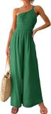 Women'S Single Strap Ruched High Waist Casual Wide Leg Jumpsuit