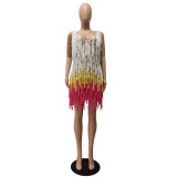 Women'S Sexy See-Through Knitting Crochet Mesh Fringe Beach Sun Dress