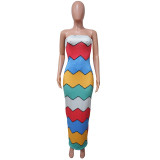 Women Spring Sexy off-shoulder Multi-Color Print Dress