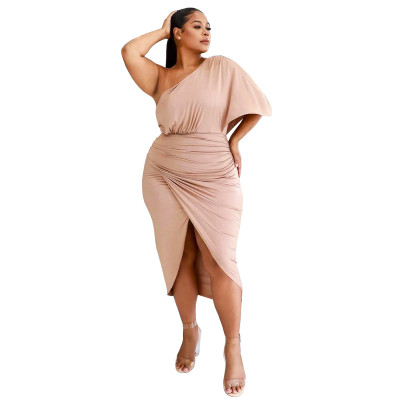 Plus Size Women Sexy Irregular Solid Dress