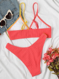 Women Colorblock Ring Sexy Backless Bikini Swimwear