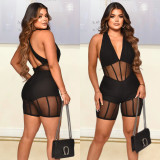 Summer Women Sexy Mesh Patchwork Jumpsuit