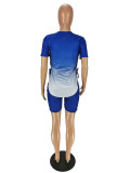 Women summer side slit top + shorts two-piece set
