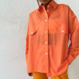 Autumn pure cotton loose fashion Casual trend Career Turndown Collar long-sleeved popular shirt women