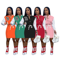 Women Fashion Embroidered Letter Sexy Bodycon Dress