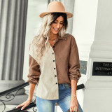 Women Contrast Loose Shirt Jacket