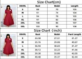 Plus Size Women Summer African Mom Short Sleeve Round Neck Solid Pleated Dress