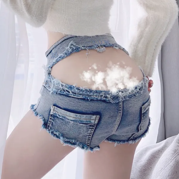Sexy Denim Shorts Low Waist Ultra Shorts Tight Fitting Shorts Erotic Lingerie Uniform Temptation