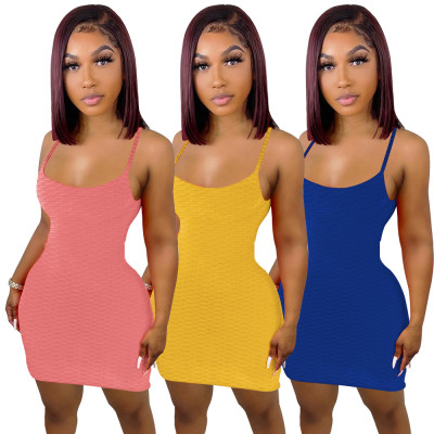 Summer Women Clothes Sleeveless Solid Tank Top Casual Bodycon Dress