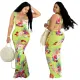 Sexy Cutout Low Back Sleeveless Maxi Print Dress Women
