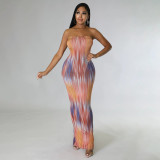 Women Summer Color Stripe Off Shoulder Dress