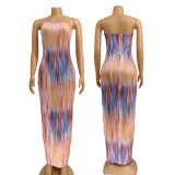 Women Summer Color Stripe Off Shoulder Dress