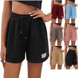 Women'S Clothing Solid Knitting Shorts Elastic Tie Casual Loose Shorts