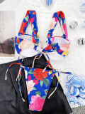Sexy Printed Two Piece Swimwear Lace-Up Underwire Bikini Swimsuit