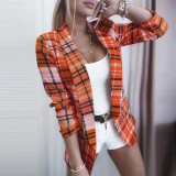 Long Sleeve Check Blazer Fall/Winter Women'S Clothing Slim Fit Chic Blazer