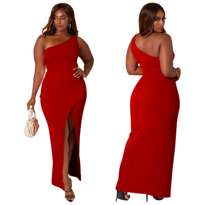 Women'S Clothing Solid Slim Fit Sexy Long Dress Low Back Plus Size Dress