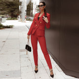 Fall Winter Women'S Clothing Casual Professional Ol Chic Slim Fit Blazer Pants Suit