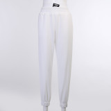 Double-waisted high-waisted trousers Loose fleece solid color sports trousers
