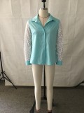 Cardigan Long Sleeve Shirt Women Solid Color Long Sleeve Button Lace Long Sleeve Blouse